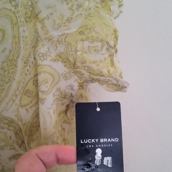 LUCKY BRAND Designer Ariel Yellow Paisley Peasant Tiered Maxi Dress!! NWT!! - Picture 9 of 13